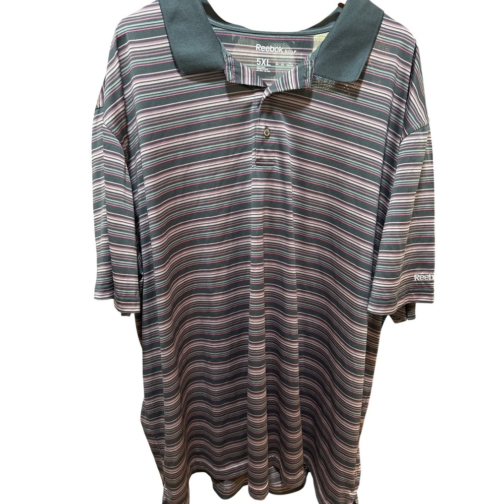 Reebok Golf Mens 5XL Striped Polo Shirt‎ Short Sleeve Performance Breathable